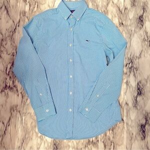 Vineyard Vines Blue Check Button Down Whale Shirt Mens Sz M Preppy New England